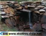 Исскуственный водопад из натурального камня песчаника